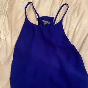 Blue open back tank top